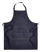 Load image into Gallery viewer, Denim Stitch Bib Apron- Indigo Blue