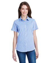 Load image into Gallery viewer, Ladies&#39; Microcheck Gingham Short-Sleeve Cotton Shirt
